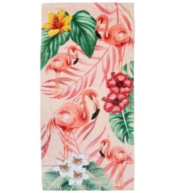 Dohler Flamingos & Flowers Ii Beach Towel 30”X 60”